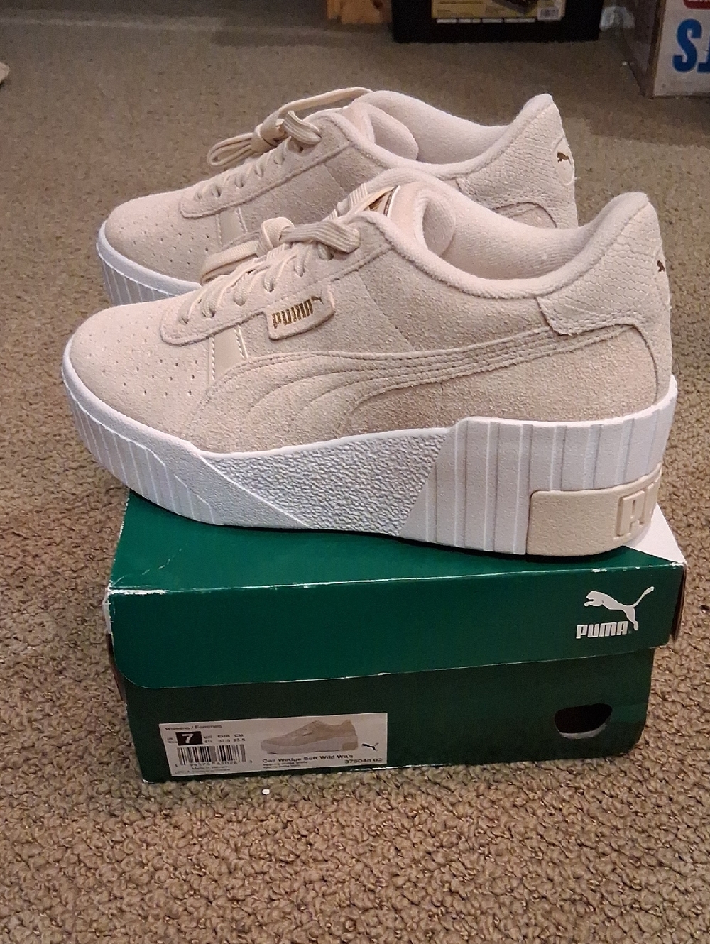 Puma Beige Suede Platform Sneakers